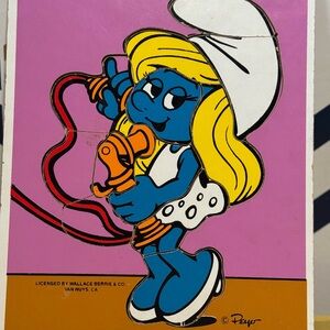 Vintage Playskool Smurfette Hello Operator Wooden 12 Piece Puzzle